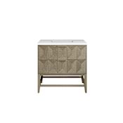 James Martin Vanities Emmeline 36" Free Standing Single Basin Vanity Set with Cabinet and Quartz Vanity Top Pebble Oak / White Zeus