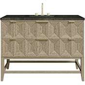 James Martin Vanities Emmeline 48" Free Standing Single Basin Vanity Set with Solid Surface Top and Rectangular Sink Pebble Oak