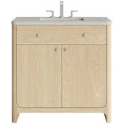 James Martin Vanities Gracyn 36" Free Standing Single Basin Vanity Set with Stone Composite Top, Rectangular Sink, USB Port and Electrical Outlet Coastal DriftWood