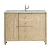 James Martin Vanities Gracyn 48" Free Standing Single Basin Poplar Wood Vanity Set with Quartz Top and Rectangular Sink Coastal DriftWood