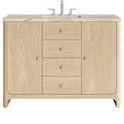James Martin Vanities Gracyn 48" Free Standing Single Basin Ash Wood Vanity Set with Solid Surface Top, Rectangular Sink, USB Port(s), and Electrical Outlet(s) Coastal DriftWood