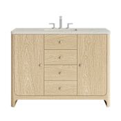 James Martin Vanities Gracyn 48" Free Standing Single Basin Ash Wood Vanity Set with Stone Composite Top, Rectangular Sink, USB Port(s), and Electrical Outlet(s) Coastal DriftWood