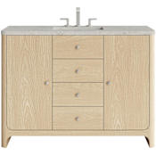 James Martin Vanities Gracyn 48" Free Standing Single Basin Vanity Set with Stone Composite Top, Rectangular Sink, USB Port and Electrical Outlet Coastal DriftWood