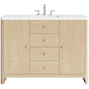 James Martin Vanities Gracyn 48" Free Standing Single Basin Vanity Set with Stone Composite Top, Rectangular Sink, USB Port and Electrical Outlet Coastal DriftWood
