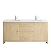 James Martin Vanities Gracyn 72" Free Standing Double Basin Poplar Wood Vanity Set with Quartz Top and Rectangular Sinks Coastal DriftWood