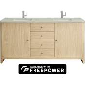 James Martin Vanities Gracyn 72" Free Standing Double Basin Ash Wood Vanity Set with Victorian Silver Silestone Top, Rectangular Sinks, and Matching Mirrors Coastal DriftWood