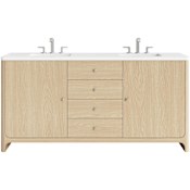 James Martin Vanities Gracyn 72" Free Standing Double Basin Vanity Set with Stone Composite Top, Rectangular Sinks, USB Port and Electrical Outlet Coastal DriftWood