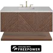 James Martin Vanities Marcello 48" Wall Mounted Single Basin Acacia Wood Vanity Set with Eternal Jasmine Pearl Silestone Top, Rectangular Sink, and Matching Mirror Chestnut