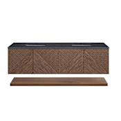 James Martin Vanities Marcello 72" Wall Mounted Double Basin Vanity Set with Cabinet and Quartz Vanity Top Chestnut / Charcoal Soapstone