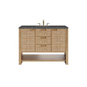 James Martin Vanities Solene 48" Free Standing Single Basin Poplar Wood Vanity Set with Quartz Top and Rectangular Sink Seaside Oak