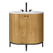 James Martin Vanities Bellamy 36" Free Standing Single Basin Vanity Set with Cabinet and Marble Vanity Top Rustic Oak / Carrara Marble