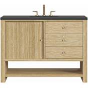 James Martin Vanities Marigot 48" Single Basin Wood Vanity Set with 3cm Charcoal Soapstone Silestone Quartz Vanity Top and Rectangular Sink - 8" Faucet Centers Sunwashed Oak