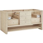 James Martin Vanities Marigot 72" Double Basin Wood Vanity Cabinet Only with USB Port and Electrical Outlet Sunwashed Oak