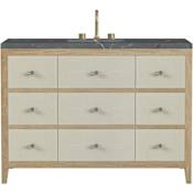 James Martin Vanities Celeste 48" Single Basin Wood Vanity Set with 3cm Parisien Bleu Silestone Quartz Vanity Top, and Rectangular Sink - 8" Faucet Centers Sunwashed Oak / Embossed Shagreen