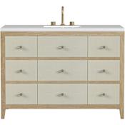 James Martin Vanities Celeste 48" Single Basin Wood Vanity Set with 3cm White Zeus Silestone Quartz Vanity Top, and Rectangular Sink - 8" Faucet Centers Sunwashed Oak / Embossed Shagreen