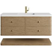 James Martin Vanities Allamari 48" Wall Mounted Single Basin Ash Wood Vanity Set with Stone Composite Top and Rectangular Sink Dune Mist