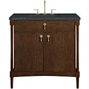 James Martin Vanities Kinnsden 36" Free Standing Single Basin Oak Wood Vanity Set with Stone Composite Top, Rectangular Sink, USB Port(s), and Electrical Outlet(s) Sable Oak