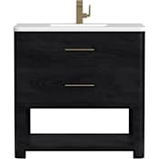 James Martin Vanities Lucian 36" Free Standing Single Basin Vanity Set with Cabinet and Quartz Vanity Top Carbon Oak