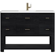 James Martin Vanities Lucian 48" Free Standing Single Basin Vanity Set with Cabinet and Quartz Vanity Top Carbon Oak