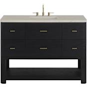 James Martin Vanities Lucian 48" Free Standing Single Basin Ash Wood Vanity Set with Stone Composite Top and Rectangular Sink Carbon Oak