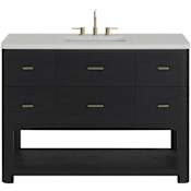 James Martin Vanities Lucian 48" Free Standing Single Basin Ash Wood Vanity Set with Stone Composite Top and Rectangular Sink Carbon Oak