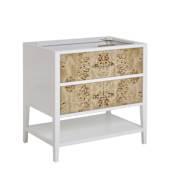 James Martin Vanities Olena 36" Single Basin Wood Vanity Cabinet Only with USB Port and Electrical Outlet Polished White / Light Mappa Burl