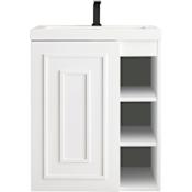 James Martin Vanities Alicante 24" Wall Mounted Single Basin Poplar Vanity Set with 2" Glossy White Stone Composite Vanity Top and Rectangular Sink Glossy White