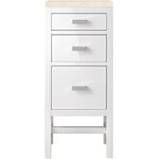 James Martin Vanities Addison 15" Side Cabinet with Eternal Marfil Quartz Top Glossy White