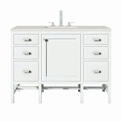 James Martin Vanities Addison 48" Single Basin Wood Vanity Set with 3cm Lime Delight Silestone Quartz Vanity Top, Rectangular Sink, USB Port and Electrical Outlet Glossy White