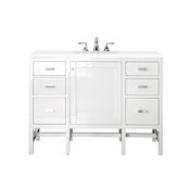 James Martin Vanities Addison 48" Free Standing Single Basin Vanity Set with Wood Cabinet and 3cm Quartz Vanity Top Glossy White