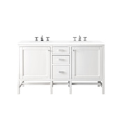 James Martin Vanities Addison 60" Free Standing Double Basin Vanity Set with Wood Cabinet and 3cm Quartz Vanity Top Glossy White