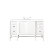 James Martin Vanities Addison 60" Free Standing Single Basin Vanity Set with Wood Cabinet and 3cm Quartz Vanity Top Glossy White