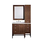 James Martin Vanities Addison 48" Single Basin Poplar Wood Vanity Set with Quartz Top, USB/Electrical Outlets and Matching Mirror Mid-Century Acacia