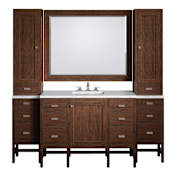 James Martin Vanities Addison 80" Single Basin Poplar Wood Vanity Set with Quartz Top, USB/Electrical Outlets and Matching Mirror Mid-Century Acacia