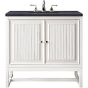 James Martin Vanities Athens 30" Free Standing Single Wood Vanity Set with Quartz Top Glossy White