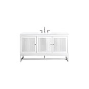 James Martin Vanities Athens 60" Free Standing Single Basin Vanity Set with Cabinet and Quartz Vanity Top Glossy White
