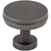 Jeffrey Alexander Jules 1-3/8" Modern Industrial Flat Round Mushroom Cabinet / Drawer Knob Brushed Pewter