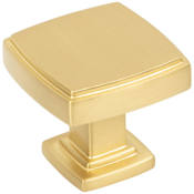 Jeffrey Alexander Renzo 1-1/4" Stepped Square Bold Cabinet Knob / Drawer Knob Brushed Gold