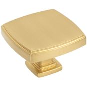 Jeffrey Alexander Renzo 1-3/4" Bold Stepped Square Large Cabinet Knob / Drawer Knob Brushed Gold