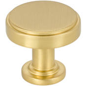 Jeffrey Alexander Richard 1-1/4" Small Flat Round Contemporary Cabinet Knob / Drawer Knob Brushed Gold