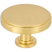 Jeffrey Alexander Richard 1-3/4" Large Flat Round Contemporary Cabinet Knob / Drawer Knob Brushed Gold