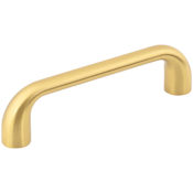 Jeffrey Alexander Loxley 3-3/4" (96mm) Center to Center Smooth Rounded Corner Cabinet Handle / Drawer Pull Brushed Gold