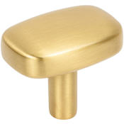 Jeffrey Alexander Loxley 1-1/2" Wide Smooth Round Corner Rectangular Cabinet Knob / Drawer Knob Brushed Gold