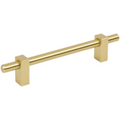 Jeffrey Alexander Larkin 5-1/16" (128mm) Center to Center Industrial Modern Smooth Cabinet Bar Handle / Drawer Bar Pull Brushed Gold