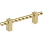 Jeffrey Alexander Larkin 3-3/4" (96 mm) Center to Center Modern Industrial Cabinet Bar Handle / Drawer Bar Pull Brushed Gold