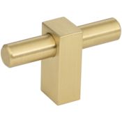 Jeffrey Alexander Larkin 2-3/8" Wide "T" Bar Modern Industrial Smooth Cabinet Knob / T Drawer Bar Knob Brushed Gold