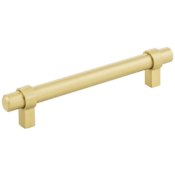 Jeffrey Alexander Key Grande 5-1/16" (128 mm) Center to Center Modern Industrial Pipe Style Bar Cabinet Handle / Drawer Pull - Split Finish Brushed Gold