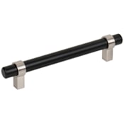 Jeffrey Alexander Key Grande 5-1/16" (128 mm) Center to Center Modern Industrial Pipe Style Bar Cabinet Handle / Drawer Pull - Split Finish Matte Black / Satin Nickel