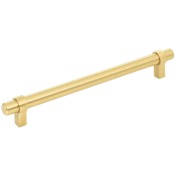 Jeffrey Alexander Key Grande 7-9/16" (192 mm) Center to Center Modern Industrial Pipe Style Bar Cabinet Handle / Drawer Pull Brushed Gold