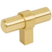 Jeffrey Alexander Key Grande 2 Inch Modern Industrial "T" Pipe Bar Cabinet Knob / Drawer Knob Brushed Gold
